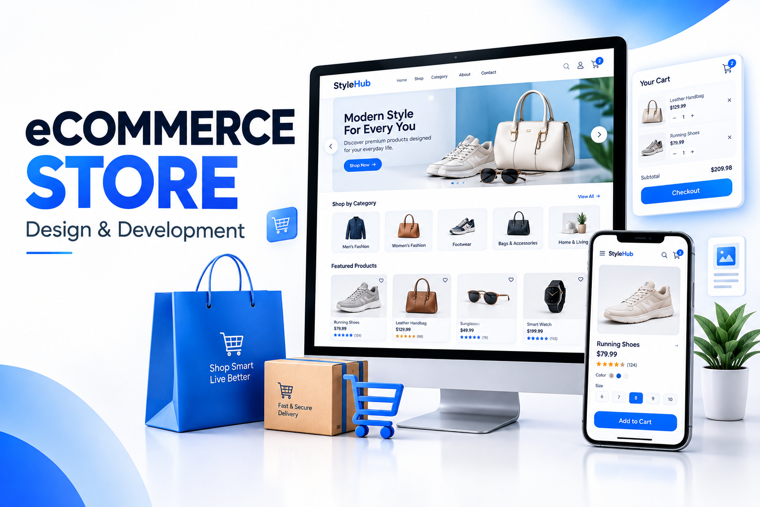 E-commerce store development with cart and checkout