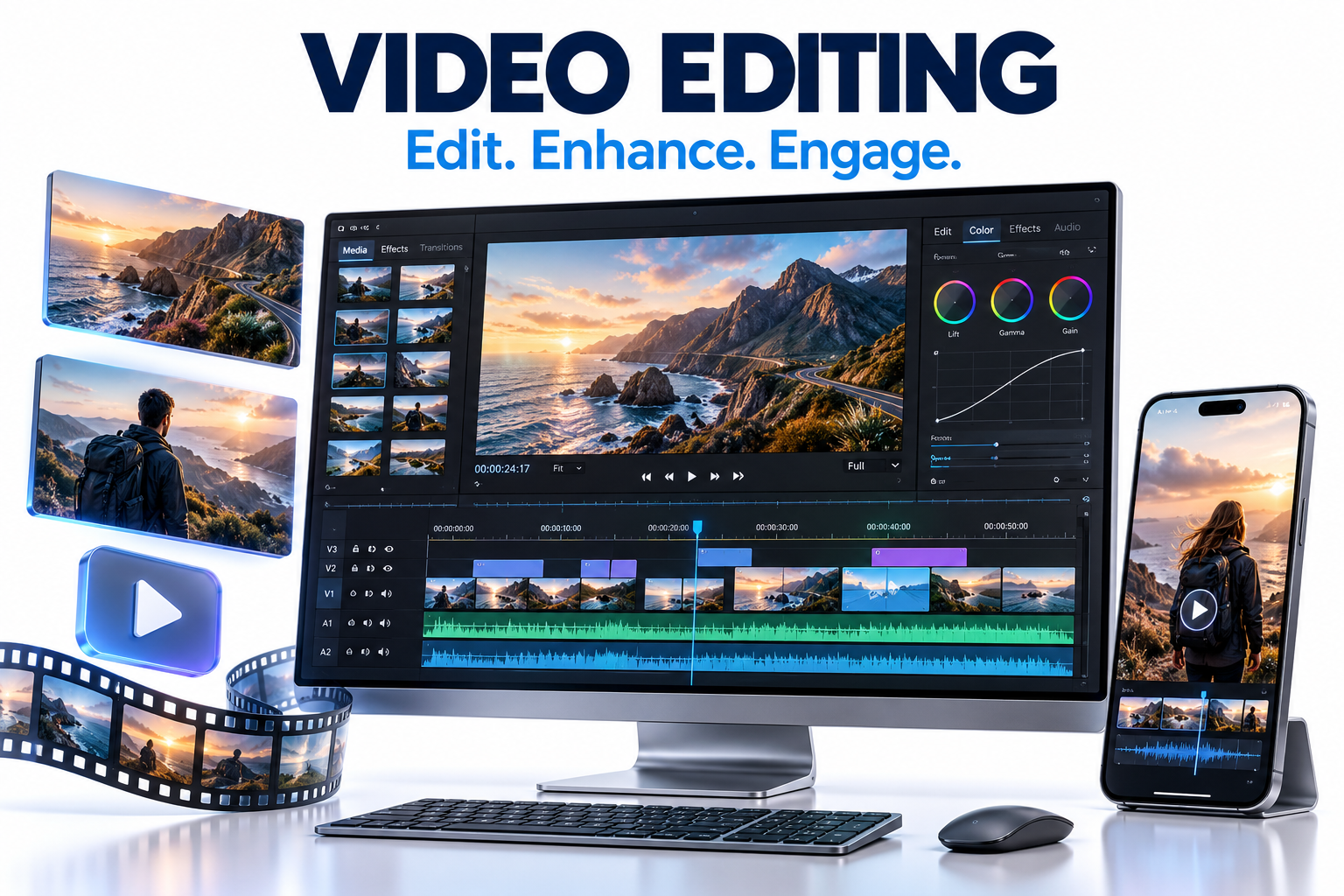 Professional video editing for ads and social media